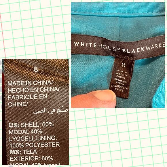 WHBM Aqua Blue Button Up Lightweight Drawstring Waist Bold Vivid Shirt Jacket 8 - Picture 10 of 12